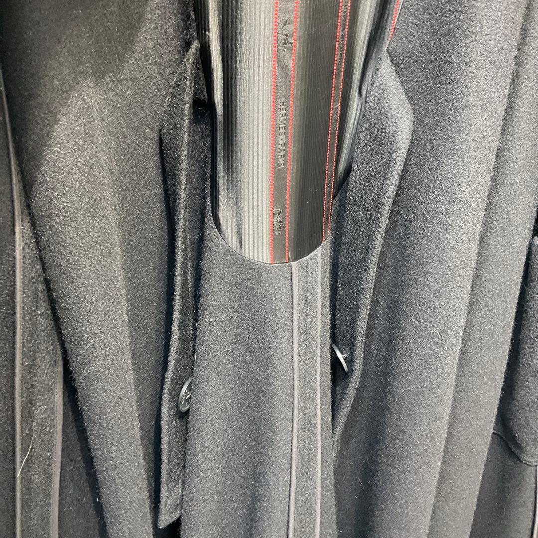 希少 美品 90年製 HERMES ウール カシミヤ ケープコート ポンチョ