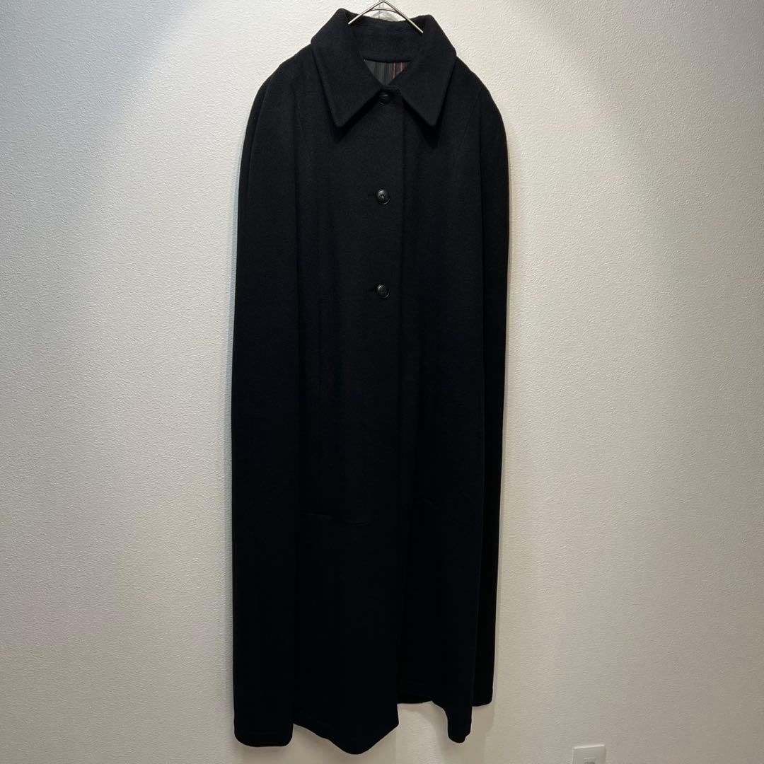 希少 美品 90年製 HERMES ウール カシミヤ ケープコート ポンチョ