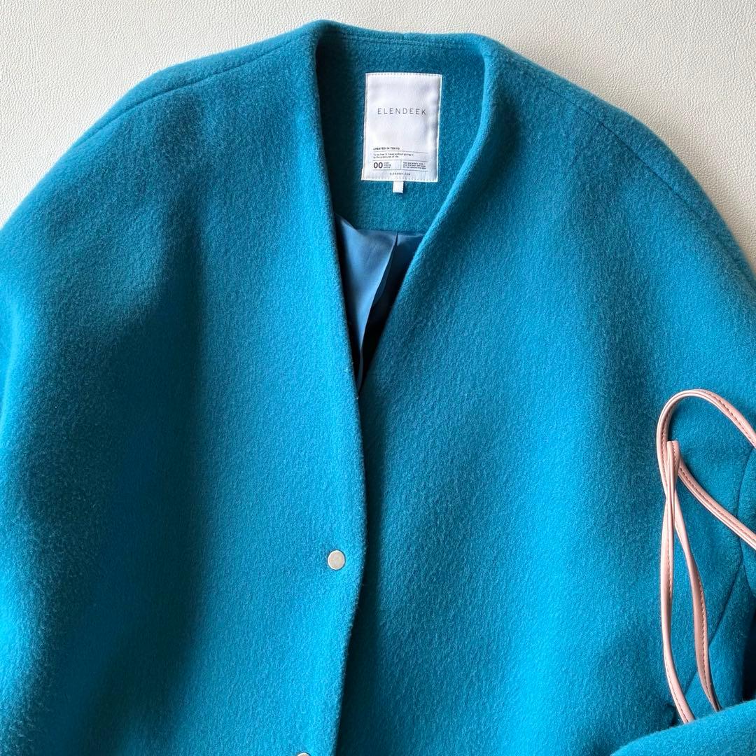 エレンディーク 定価4,6万円 きれい色ノーカラーショートウールコート