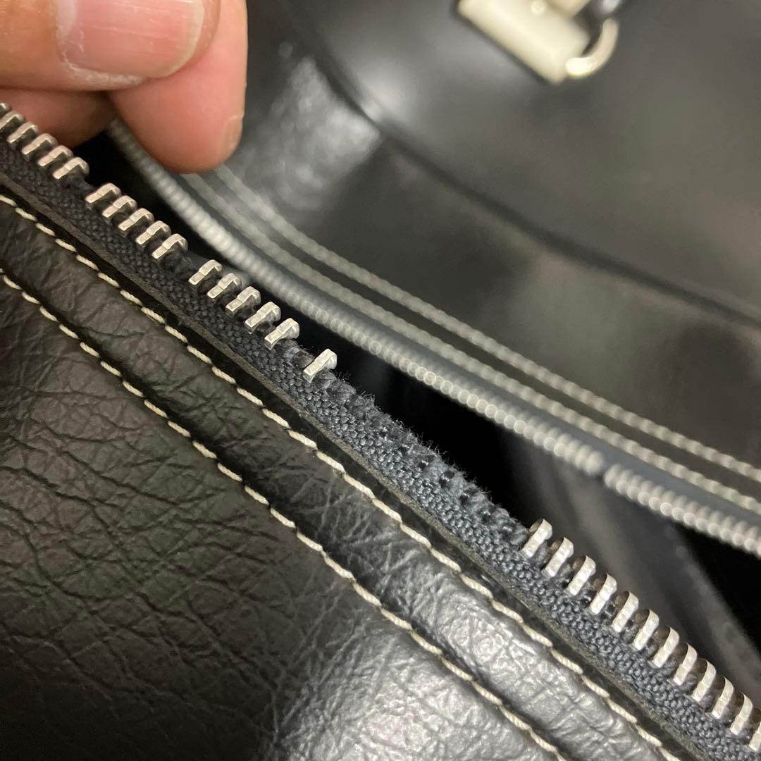 難あり ユーロヴィンテージ フランス製adidas ボストンレザーバッグ 黒/白