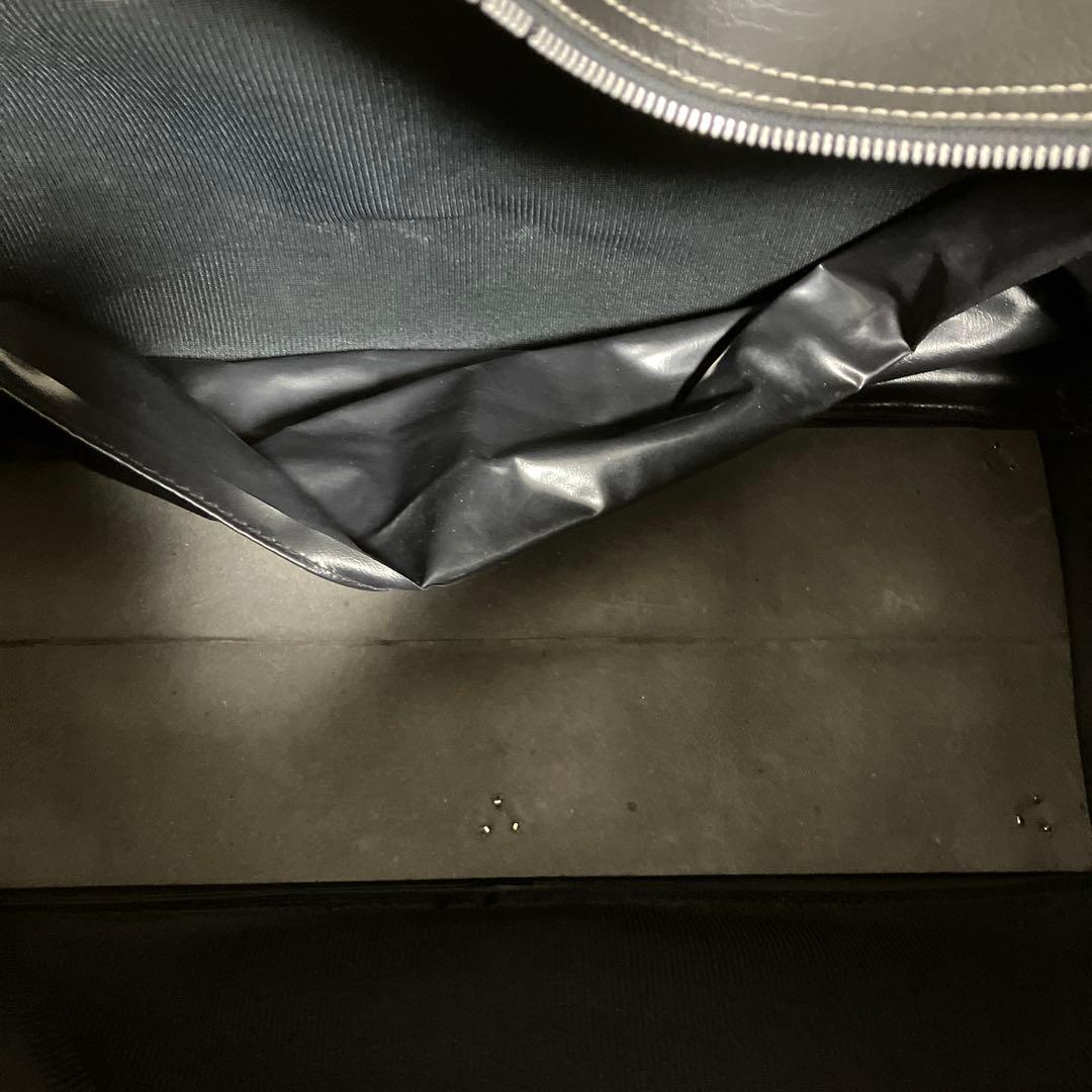 難あり ユーロヴィンテージ フランス製adidas ボストンレザーバッグ 黒/白