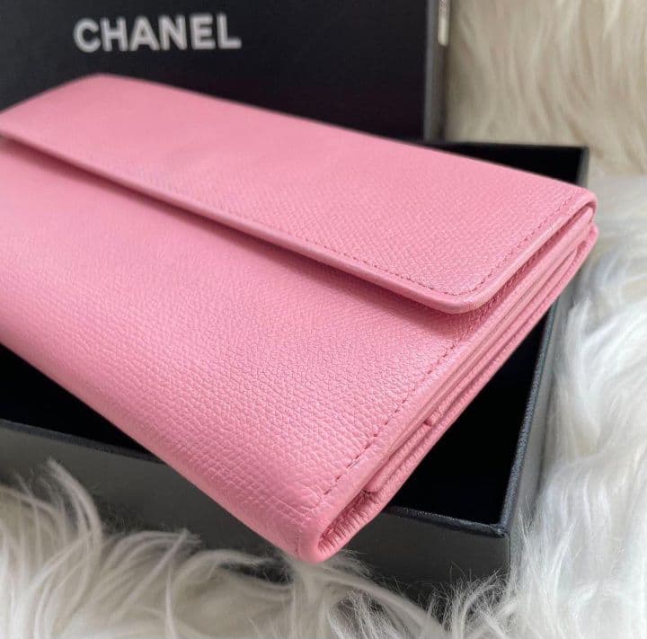 シャネル CHANEL 二つ折り 長財布 ココマーク ピンク ココボタン