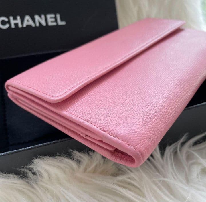 シャネル CHANEL 二つ折り 長財布 ココマーク ピンク ココボタン