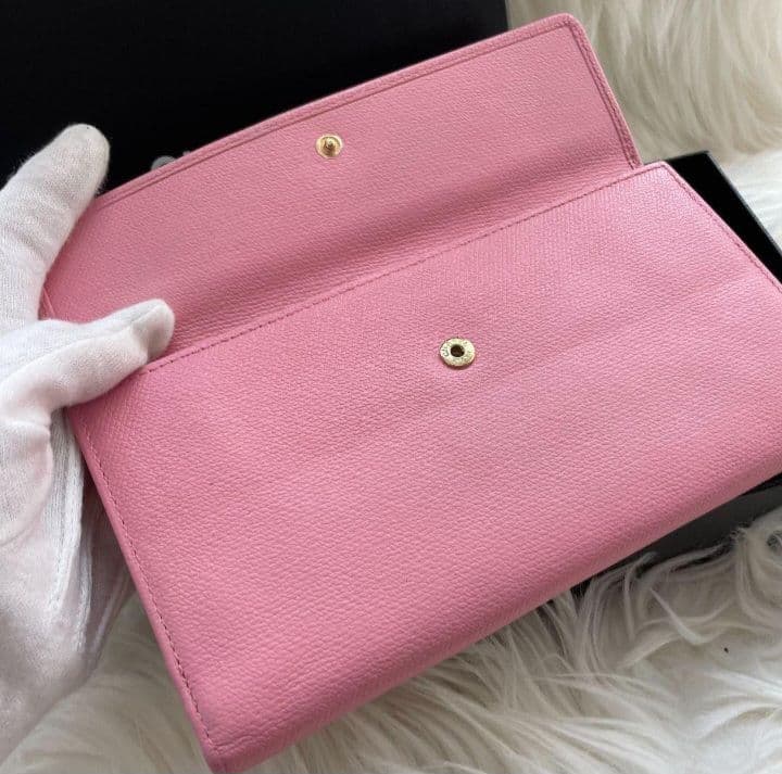 シャネル CHANEL 二つ折り 長財布 ココマーク ピンク ココボタン