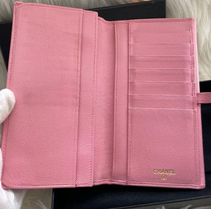 シャネル CHANEL 二つ折り 長財布 ココマーク ピンク ココボタン