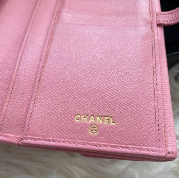 シャネル CHANEL 二つ折り 長財布 ココマーク ピンク ココボタン
