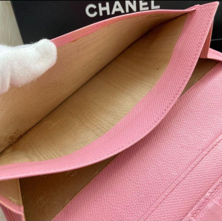 シャネル CHANEL 二つ折り 長財布 ココマーク ピンク ココボタン