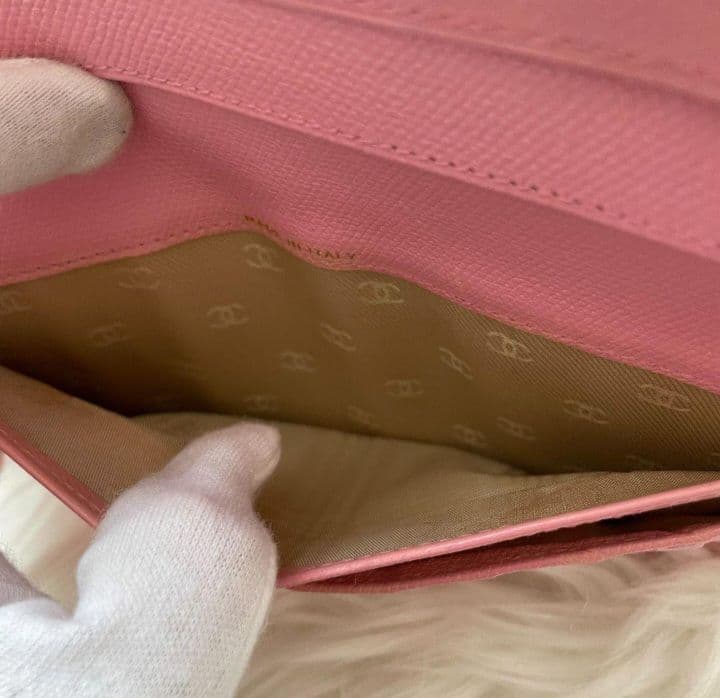 シャネル CHANEL 二つ折り 長財布 ココマーク ピンク ココボタン