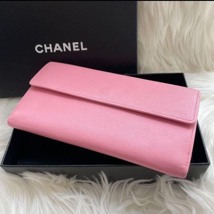 シャネル CHANEL 二つ折り 長財布 ココマーク ピンク ココボタン