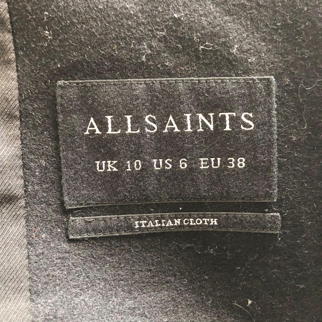 ★レザーコート★ALLSAINTS チェスターコート 切替 ボックス ダブル