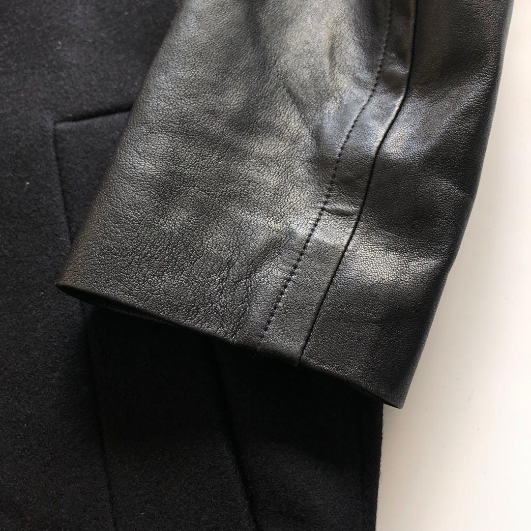 ★レザーコート★ALLSAINTS チェスターコート 切替 ボックス ダブル