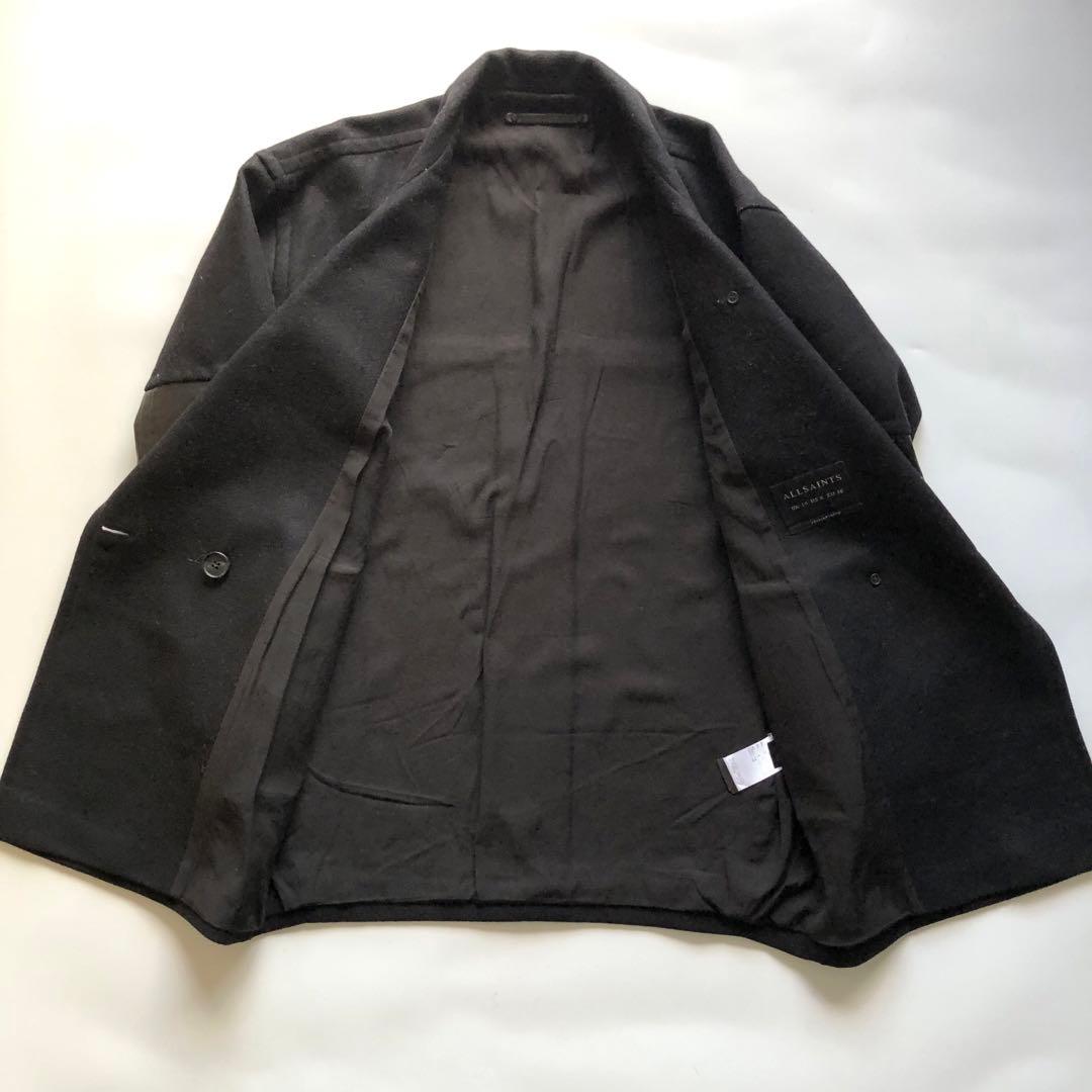 ★レザーコート★ALLSAINTS チェスターコート 切替 ボックス ダブル