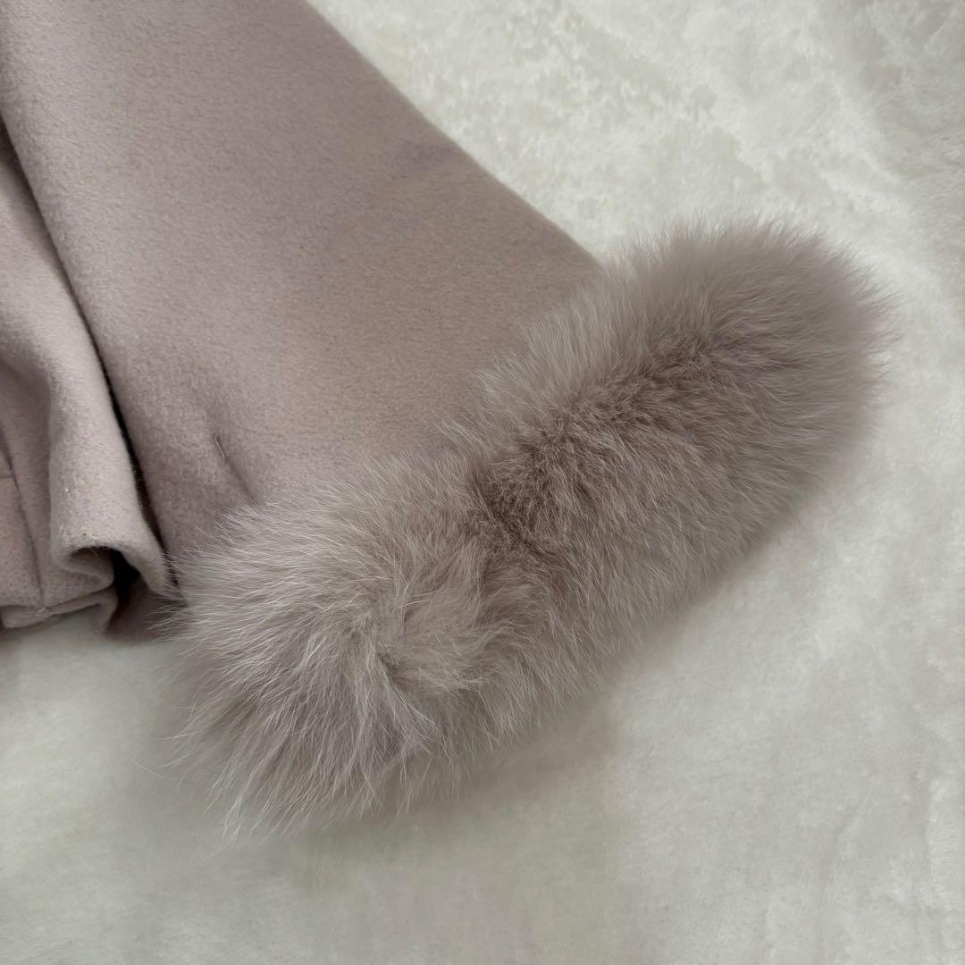 Noela ノエラ　ポンチョ型　フォックスファー　コート　ピンクベージュ