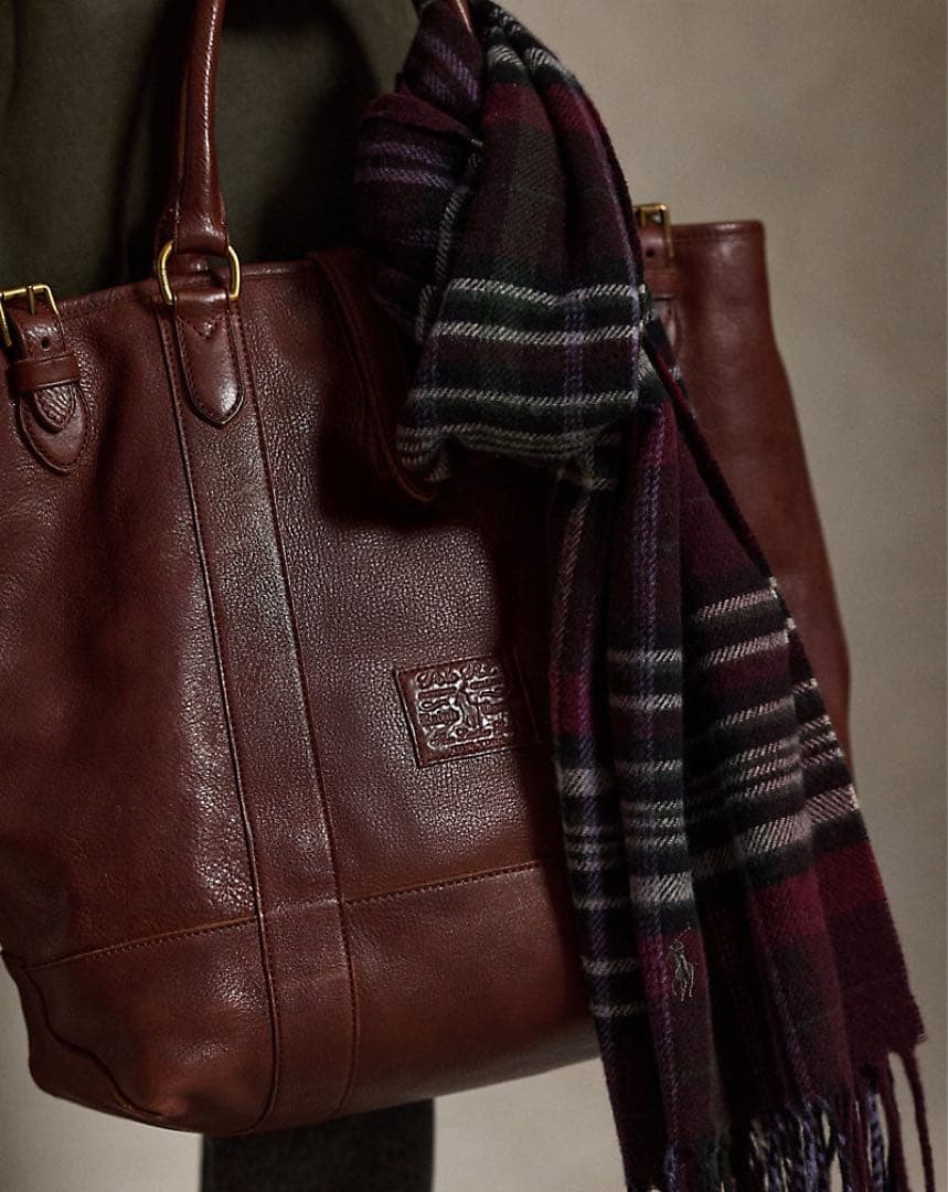 ポロ ラルフ ローレン　チェック フリンジ ウール マフラー