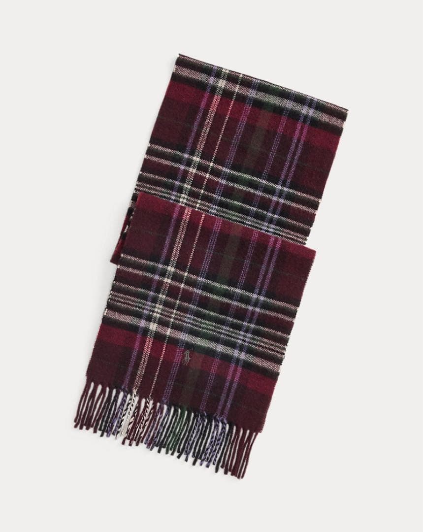 ポロ ラルフ ローレン　チェック フリンジ ウール マフラー