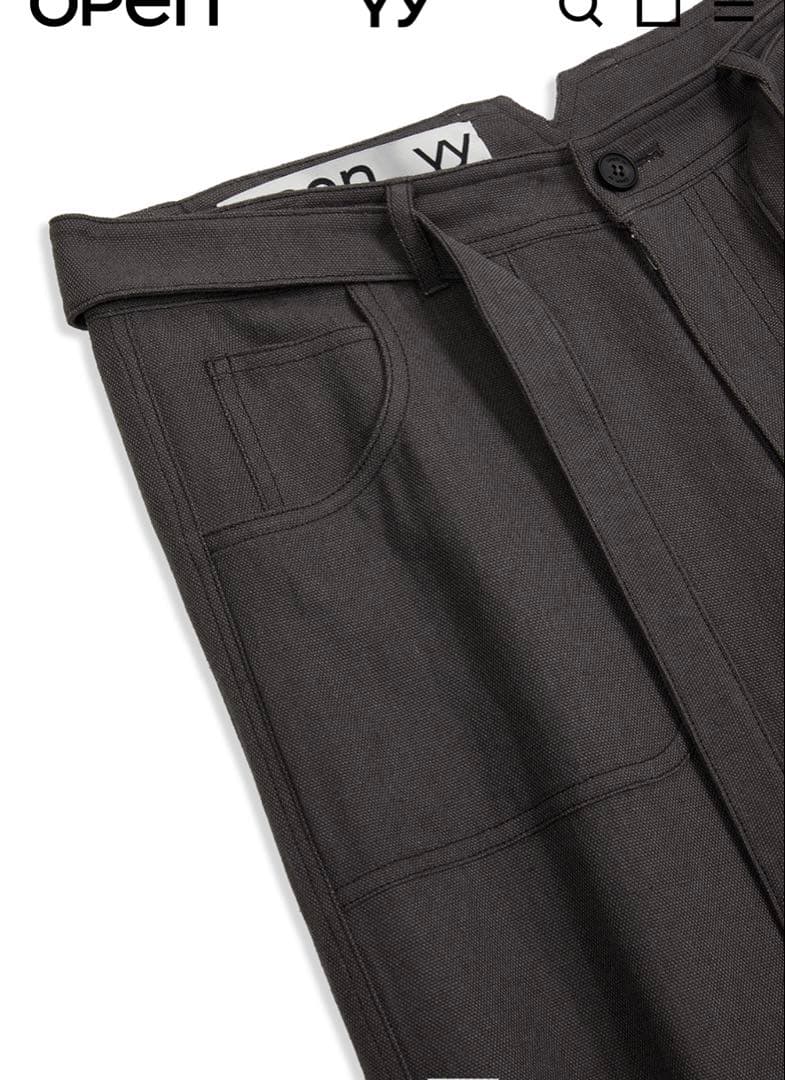 【美品】OPEN Yy LINEN CARGO PANTS CHARCOAL M