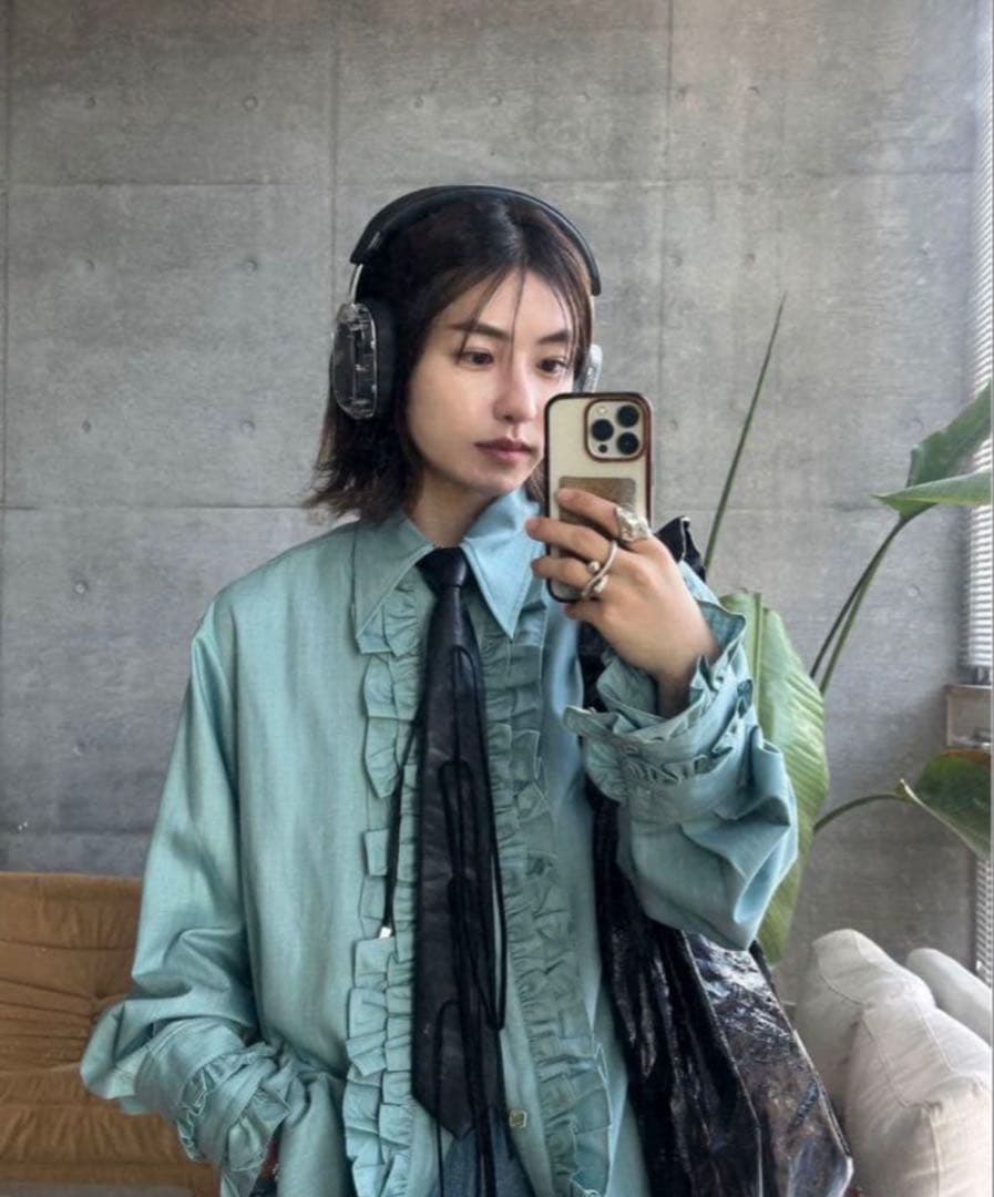 小物 Leather ribbon rope tie (black) roneparc