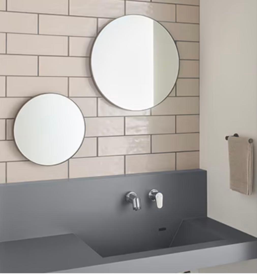 ミラタップ　ウォールミラー　マルーンミラー　壁付け　壁掛け　鏡　丸　円形