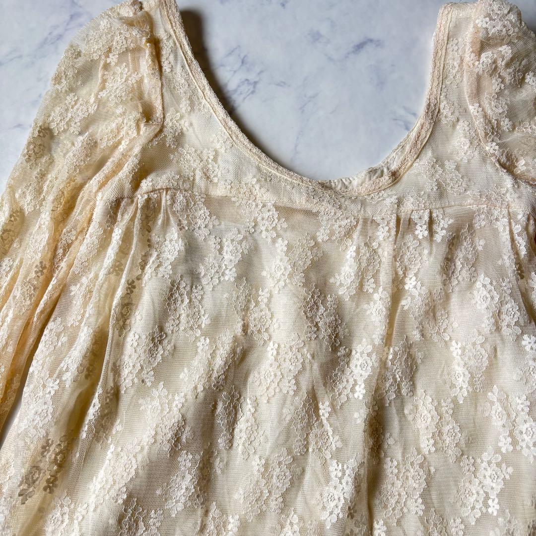 GUNNE SAX レース ロングワンピース　レトロ　ヴィンテージ◆7069