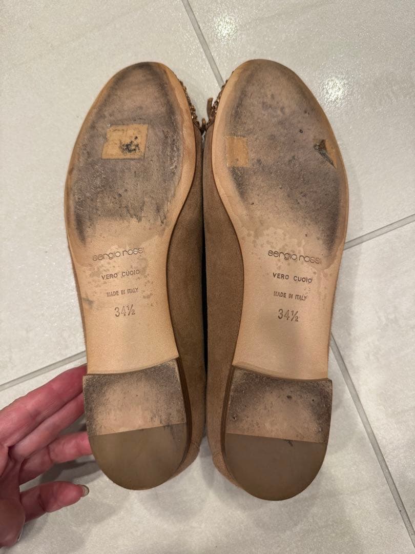 【美品】Sergio Rossi パンプス ラウンドバレリーナ　ベージュ22.5