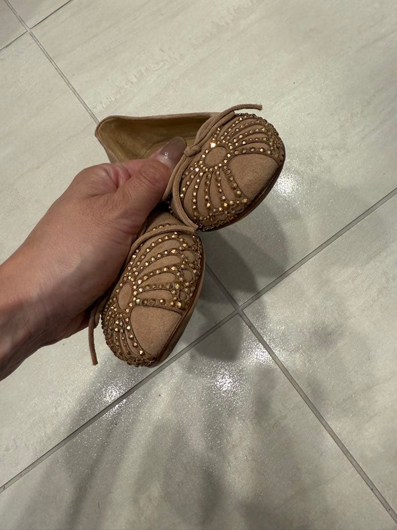 【美品】Sergio Rossi パンプス ラウンドバレリーナ　ベージュ22.5