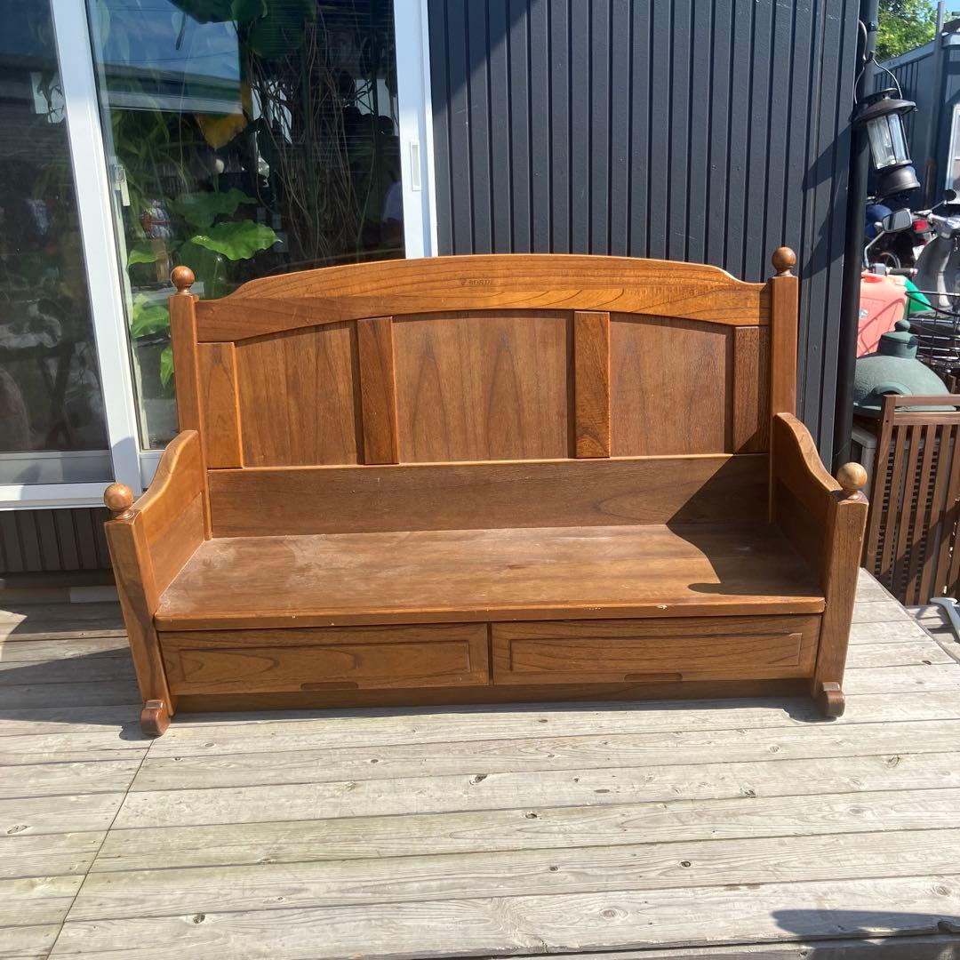 北欧レトロ カントリー家具 木製ベンチ 二人掛けソファー ビンテージヴィンテージ