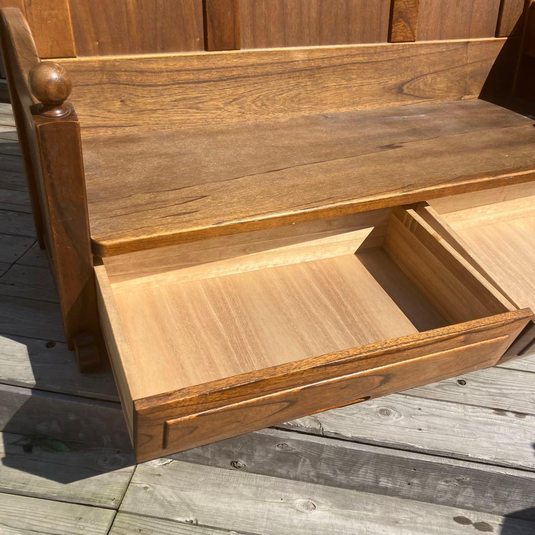 北欧レトロ カントリー家具 木製ベンチ 二人掛けソファー ビンテージヴィンテージ