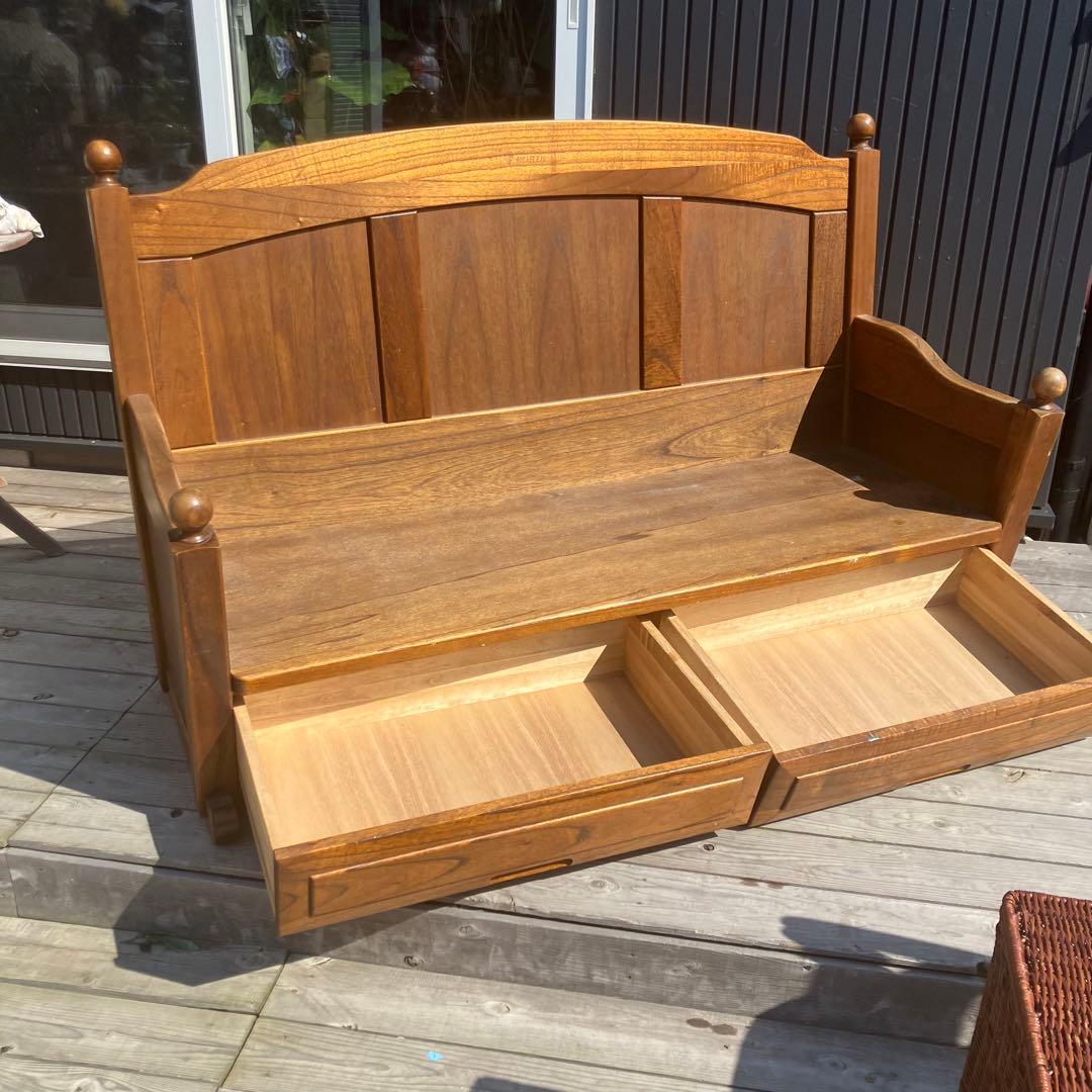 北欧レトロ カントリー家具 木製ベンチ 二人掛けソファー ビンテージヴィンテージ