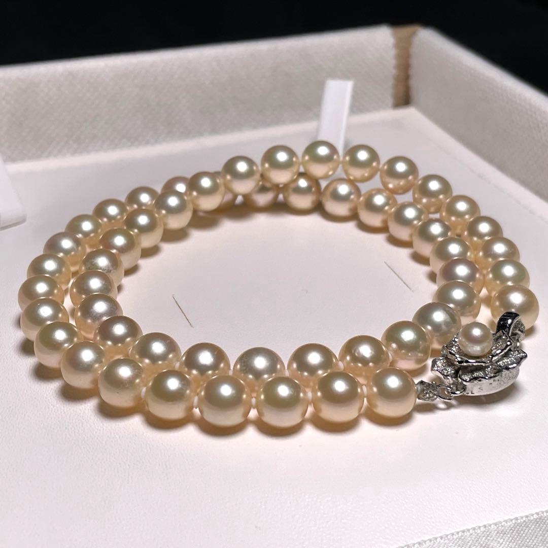 極美品 花珠級 アコヤパール ネックレス あこや真珠 7.5〜7.9㎜ O603