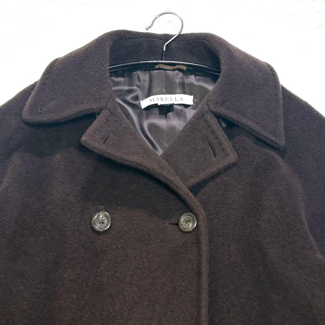 Max Mara MARELLA カシミヤ混ウール ダブルブレストコート 40