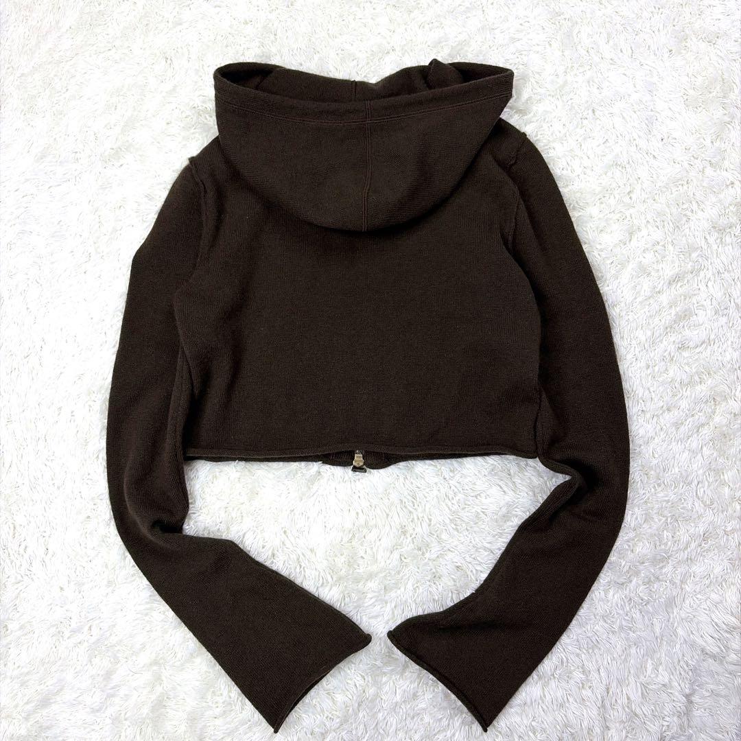 極美品 FOXEY カシミヤ ダブルジップパーカー ショート丈 ニット ブラウン