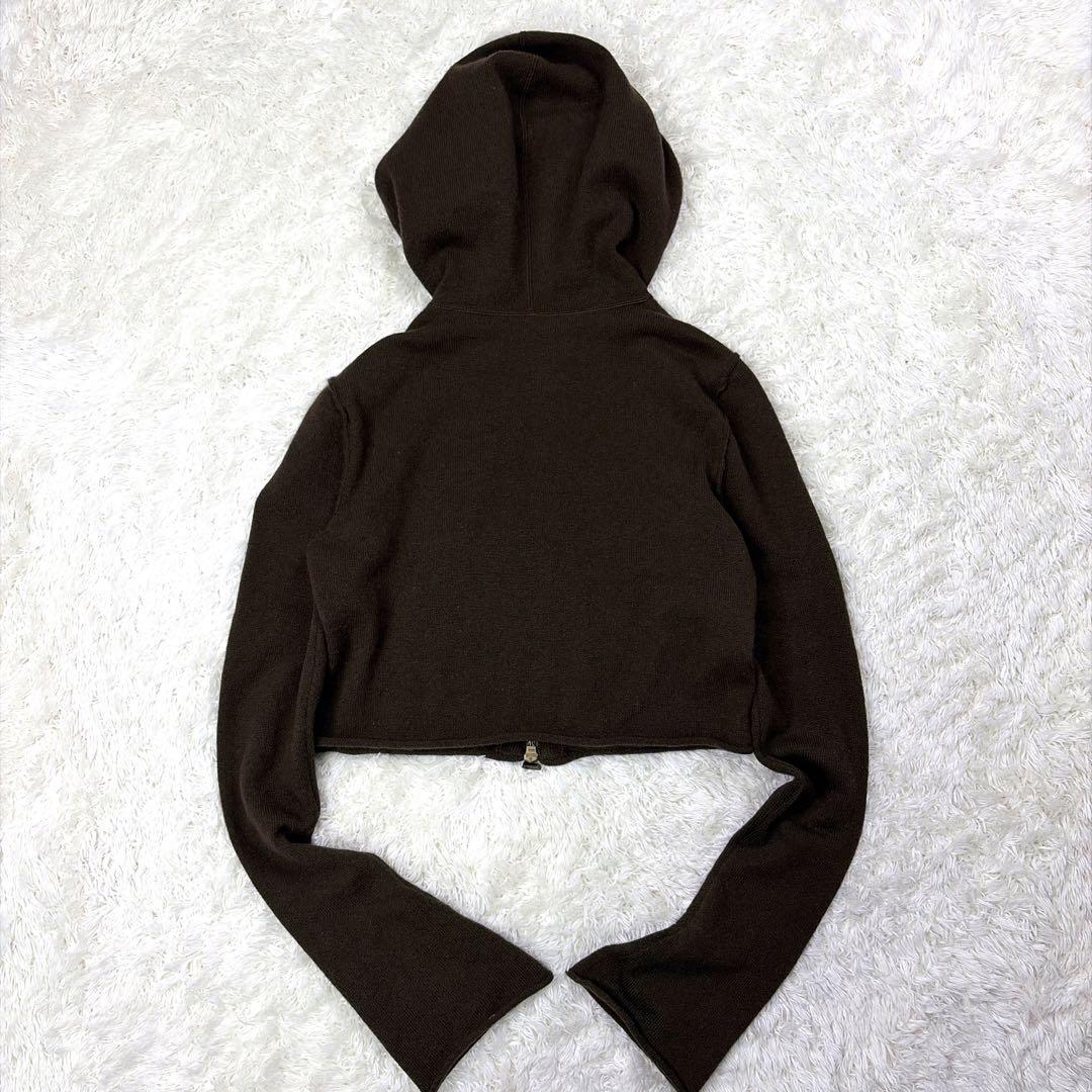 極美品 FOXEY カシミヤ ダブルジップパーカー ショート丈 ニット ブラウン