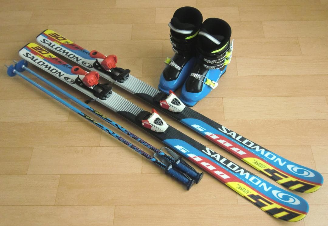 ■■送料無料■サロモン＋ヘッド■ジュニア用スキー4点セット■板130/靴23■■