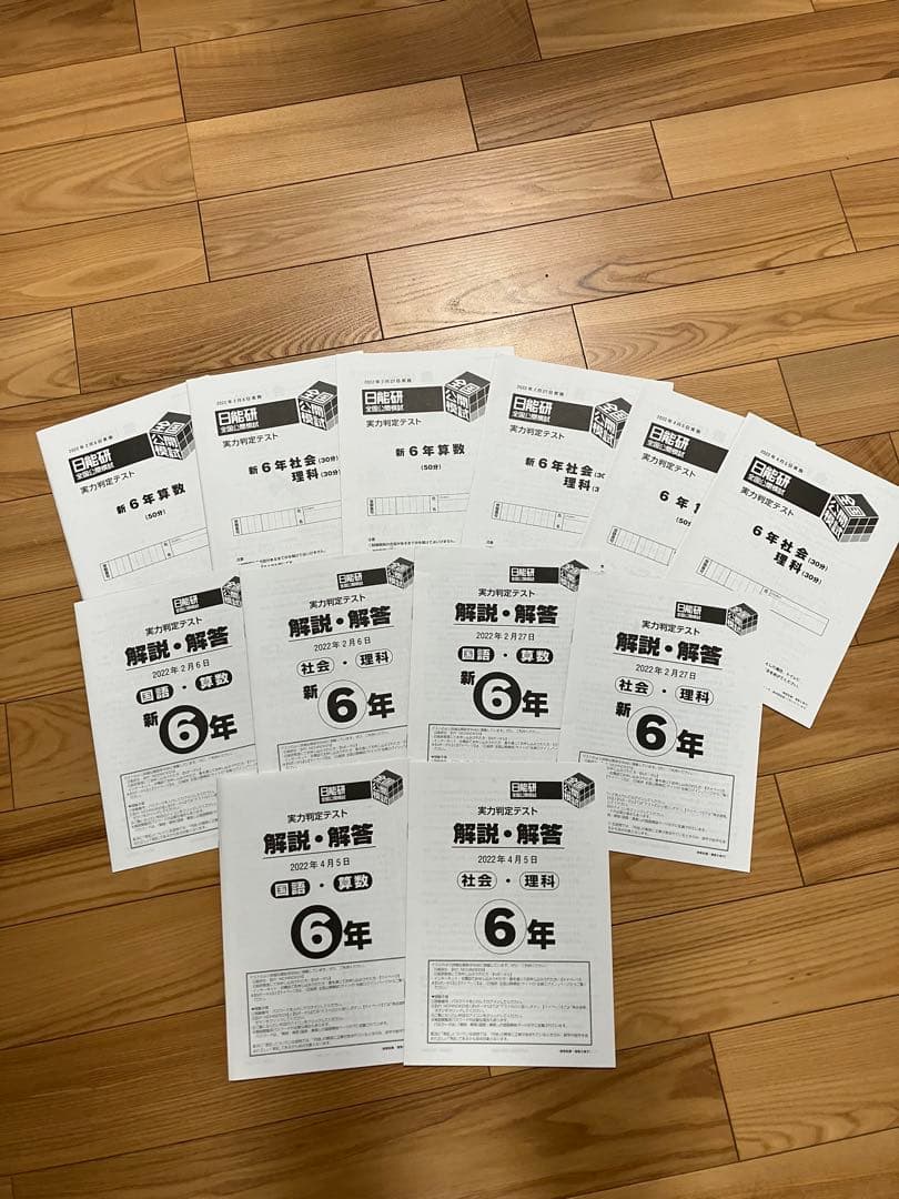 日能研 小6 全国公開模試 実力判定/合格力実践/育成テスト他　2022年実施