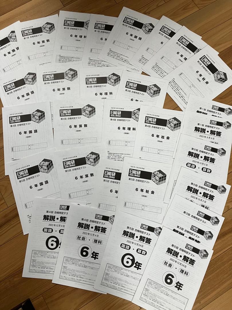日能研 小6 全国公開模試 実力判定/合格力実践/育成テスト他　2022年実施