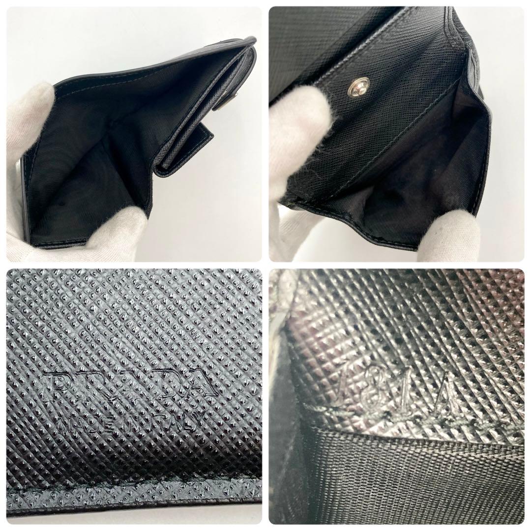 チェリ♡*⇝✨ PRADA サフィアーノタブ 二つ折り財布 黒 三角ロゴ