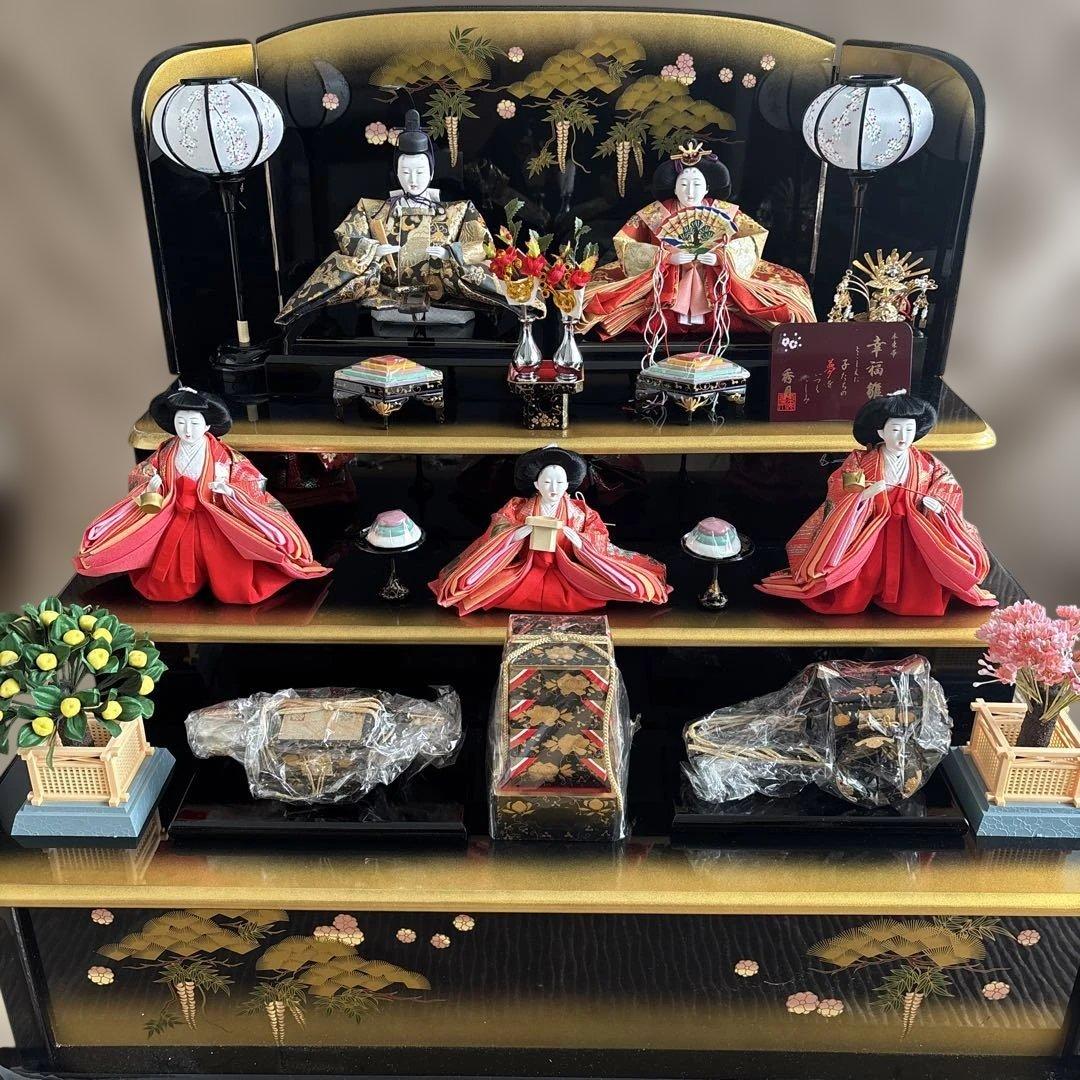 ★人形の秀月・美品★ひな人形 三段飾り（取扱説明書付き）