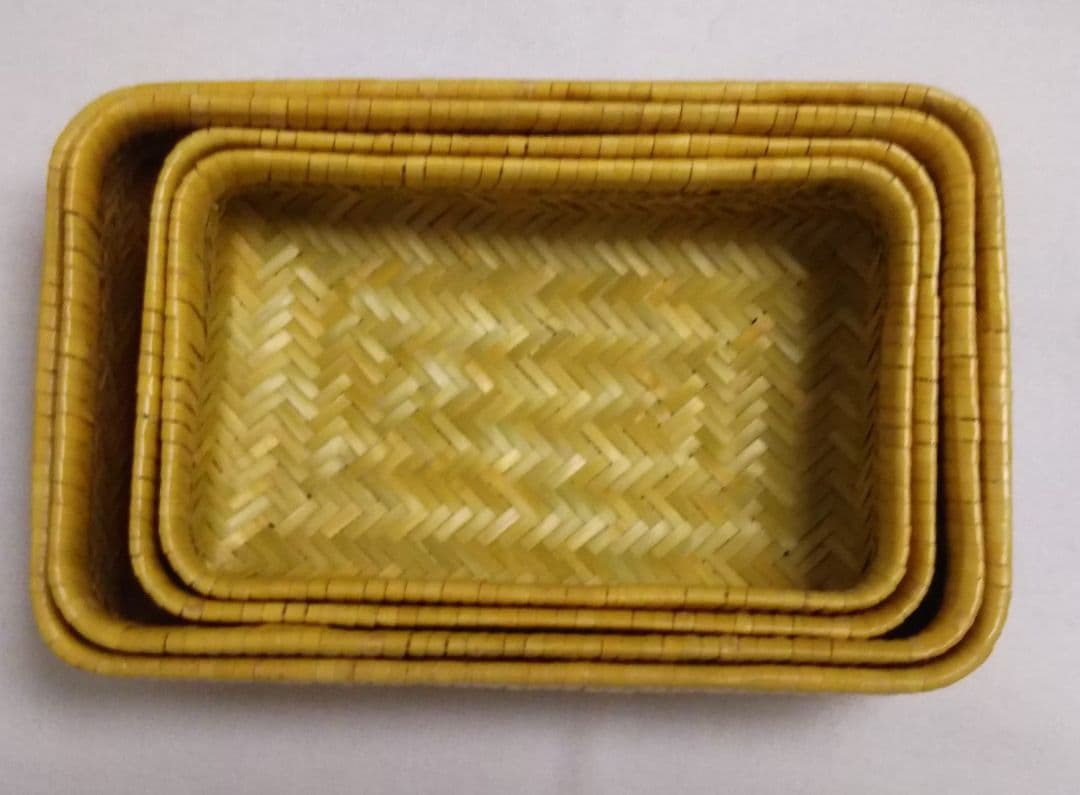 【鳥越すず竹細工】蓋つき竹かご（弁当箱・中小サイズ2個セット）　岩手県二戸町鳥越