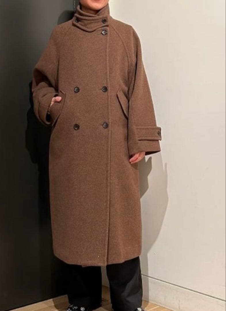 レイビームス　ブラウン ダブルボタン ロングコート