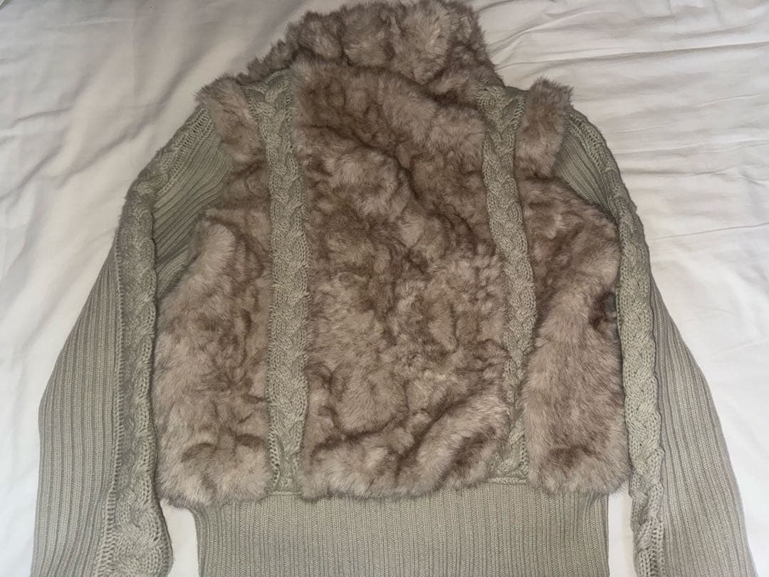 lagua gem CABLE KNIT FAUX FUR ブルゾン