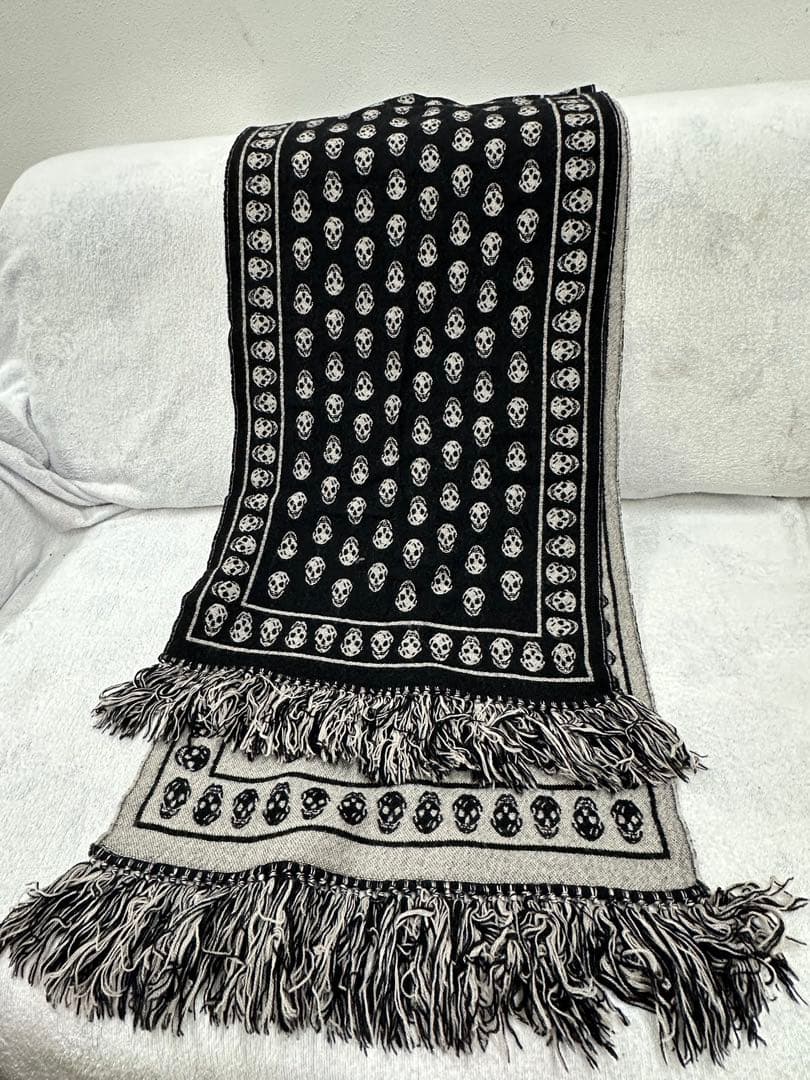 ★ アレキサンダーマックイーン　マフラー　チャコール　グレー×パープ