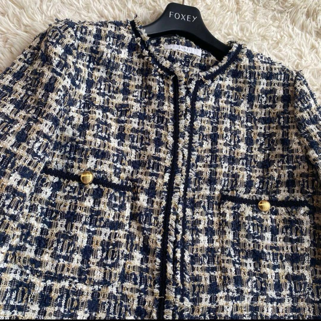 FENNEL ノーカラージャケット ツイードジャケット 9　M