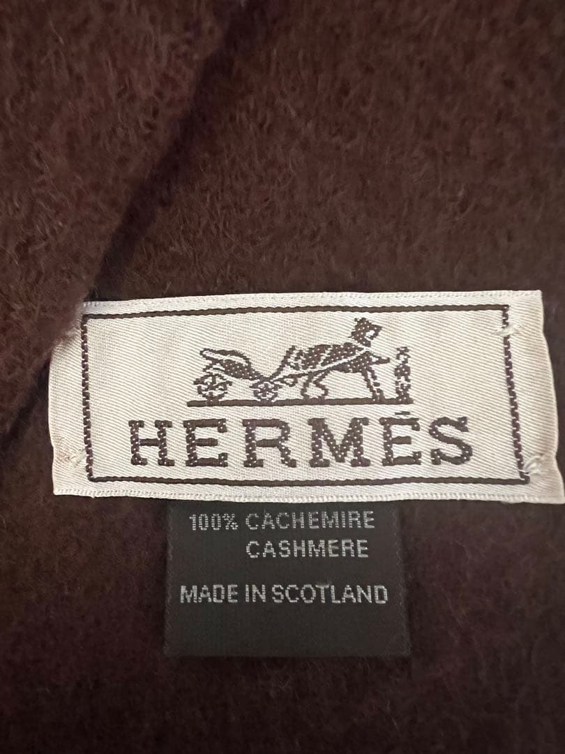 【used】HERMES 100% カシミヤ マフラー ブラウン