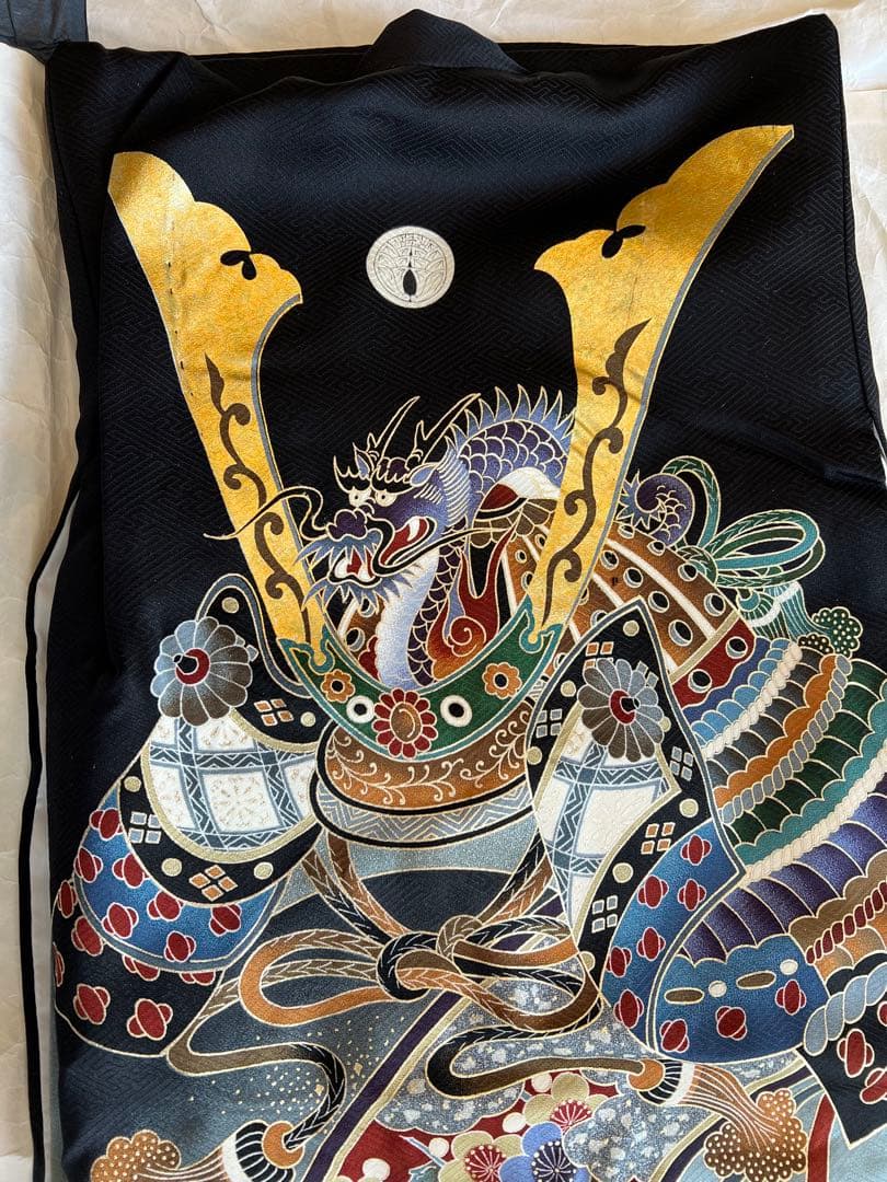 保管品 ) 正絹　男児　お宮参り 産着 きもの ドラゴン刺繍の伝統的和服