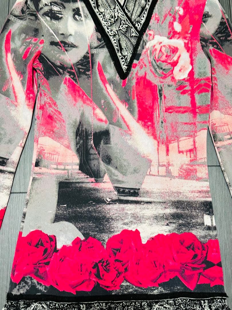 ジャンポールゴルチェ クラシック 総柄プリント パワーネットシャツ