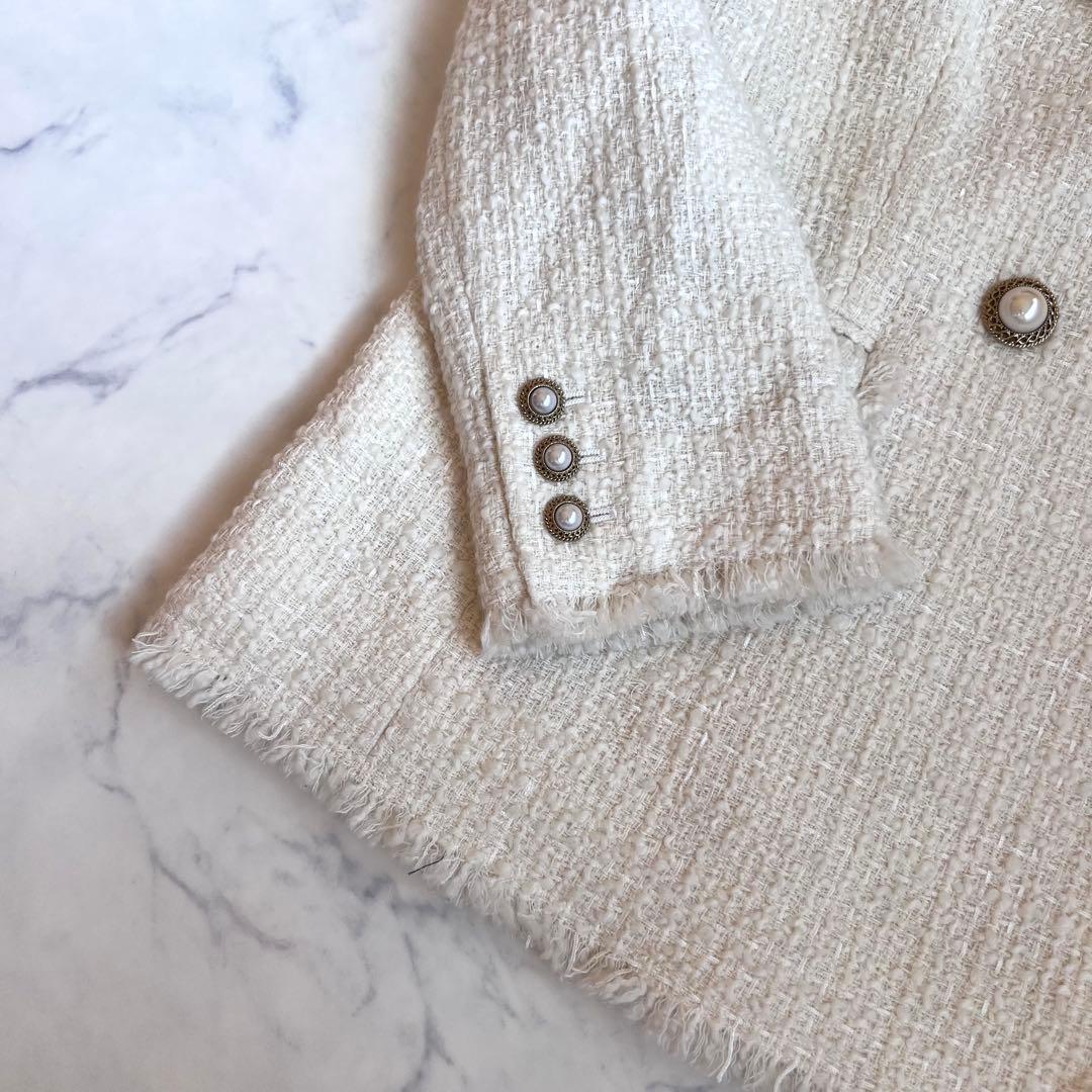 【未使用級】ルルウィルビー イタリア生地 ファンシーツイードダブルジャケット