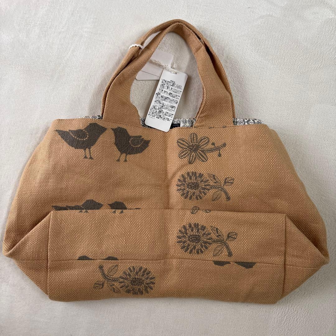 mina perhonen鳥と花柄トートバッグ