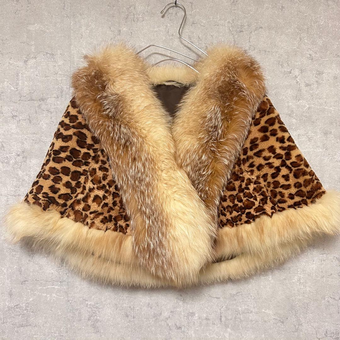 豹柄　ボレロ　ポンチョ　ラビット　ラクーン　フォックス　リアルファー