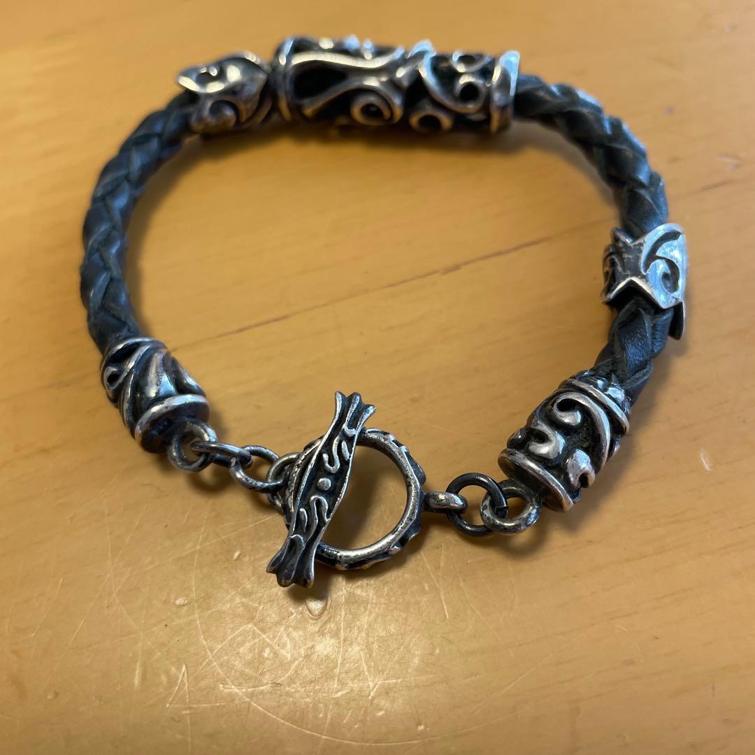 シルバー&レザー　ウォレットチェーンとブレスレット