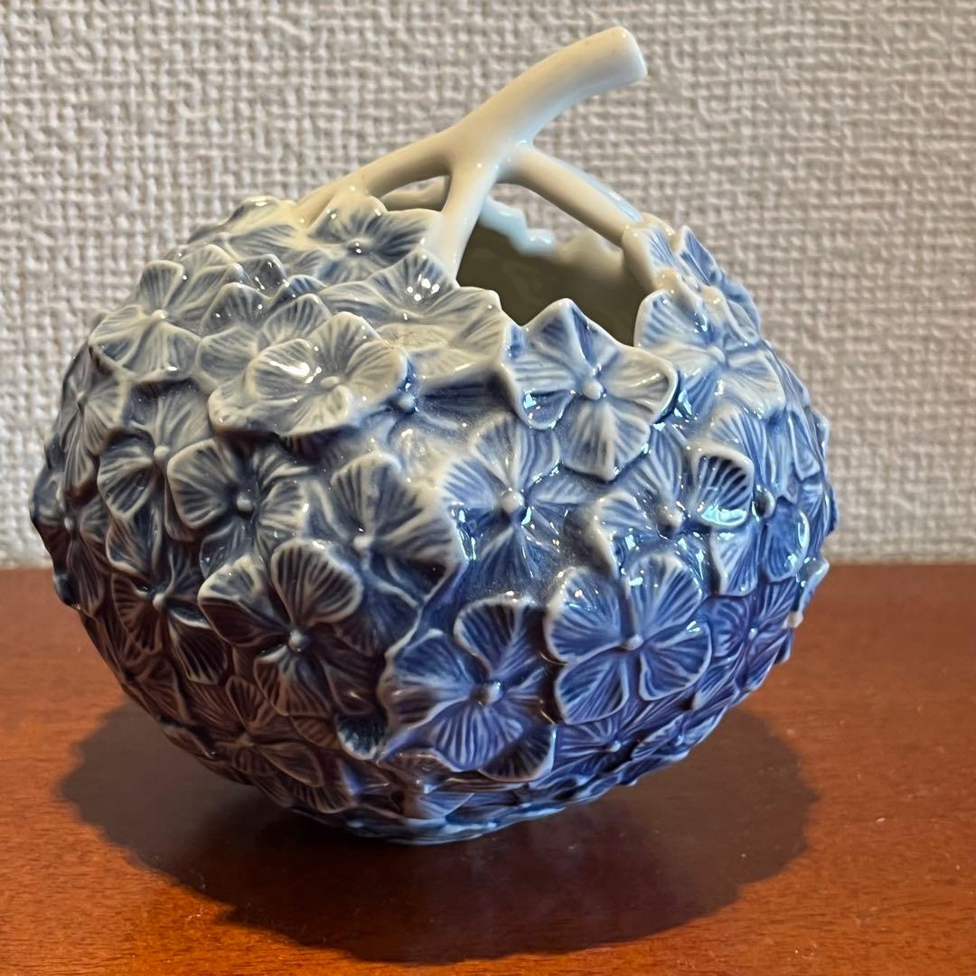 ロイヤルコペンハーゲン　青い紫陽花　花瓶　花器　置物　オブジェ　陶器　陶磁器